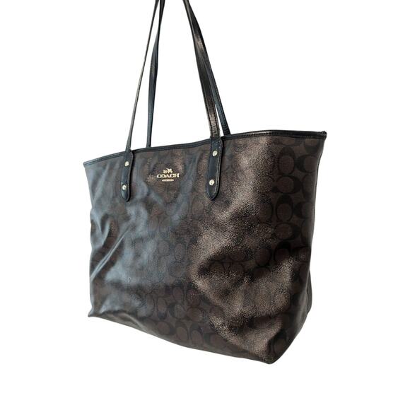 Vintage Brown Coach Large Tote Shoulderbag - Picture 5 of 14